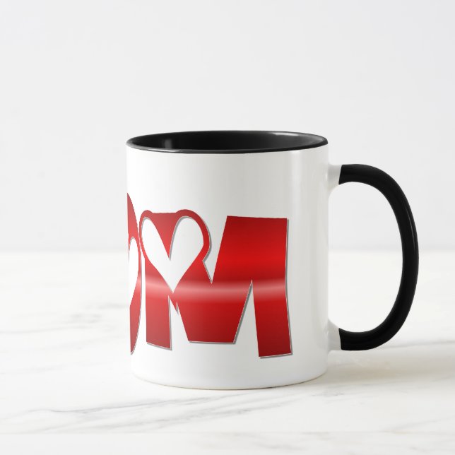 Maman brillante avec la tasse de coeurs (Droite)