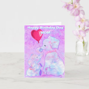 Maman Carte d'anniversaire mignonne éléphant bébé 