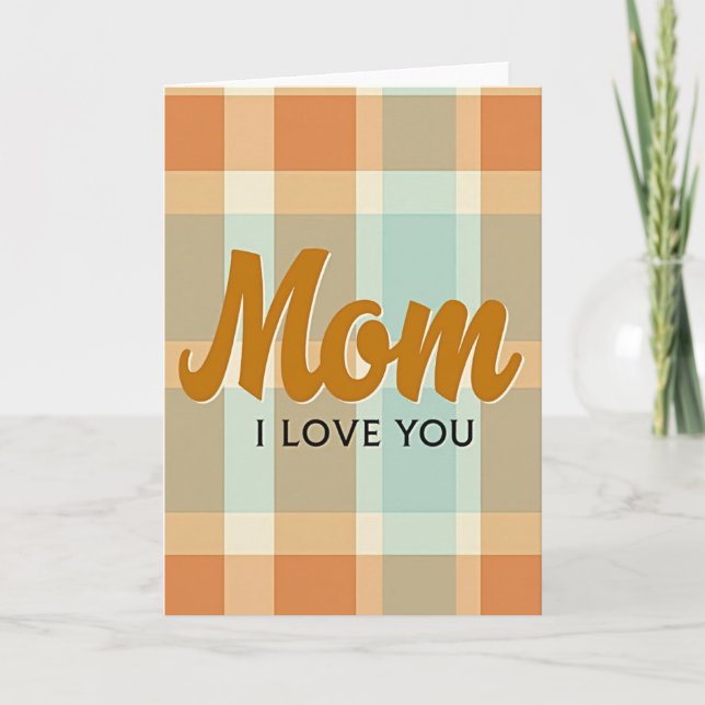 Maman chère je t'aime carte à carreaux (Devant)