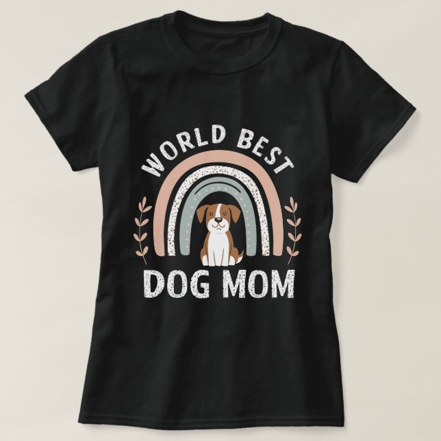 maman chien boho tshirt arc-en-ciel (Design devant)
