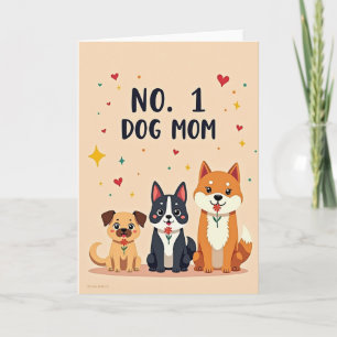 Maman Chien Étoiles Cœurs Carte