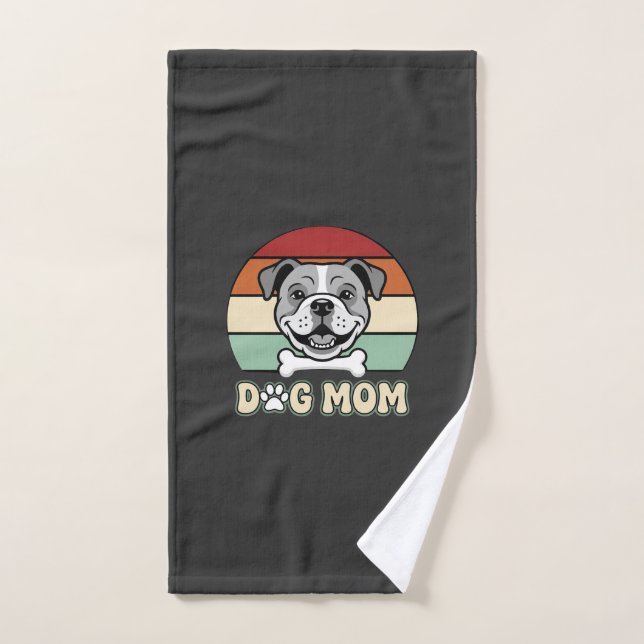 Maman Chien Rétro Vecteur Bouledogue (Serviette à main)