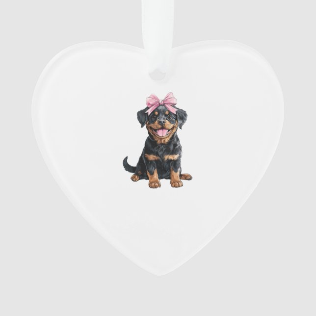 Maman Chien Rottweiler Ruban Coquette Fille Rose (devant)