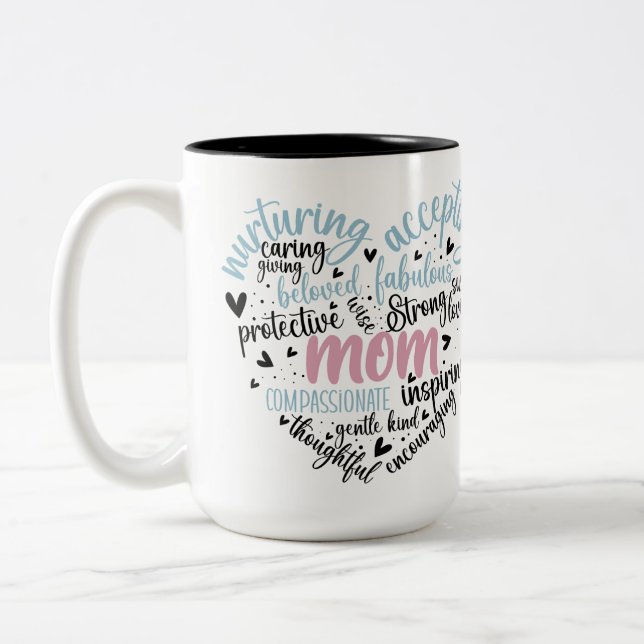 Maman Coeur Deux Tons Mug 15oz (Gauche)