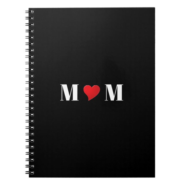 Maman coeur rouge amour carnet noir ou journal (Devant)