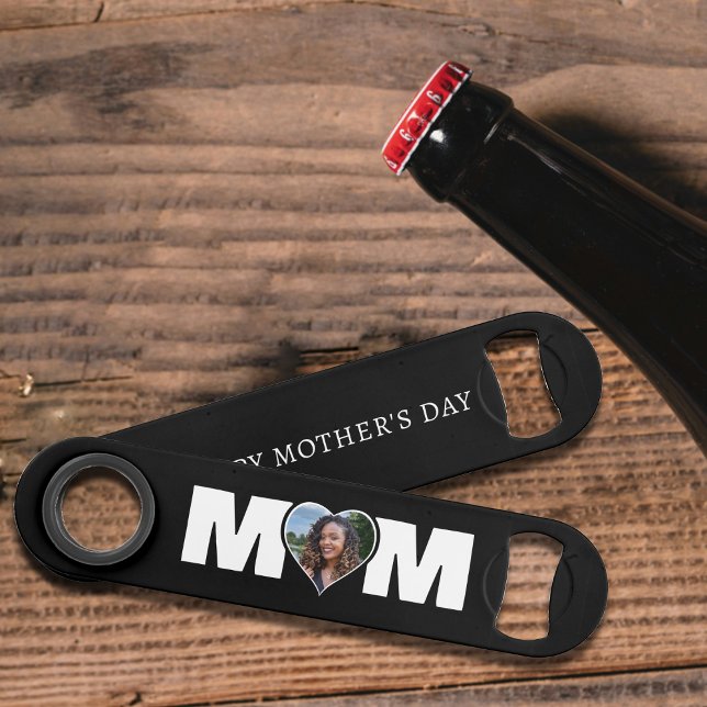 Maman Collage de photos en forme de coeur Bonne fê (Mom Heart Photo Collage Happy Mother's Day Bar Key
)