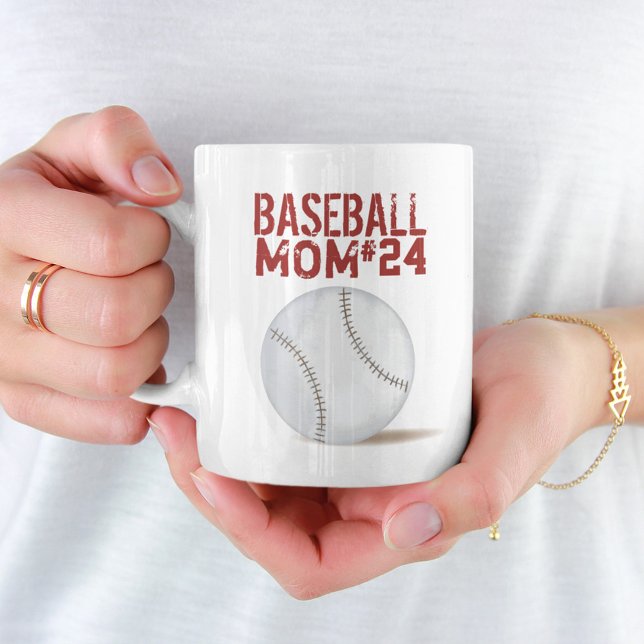 Maman de baseball chic Tasse numéro de joueur pers (Créateur téléchargé)