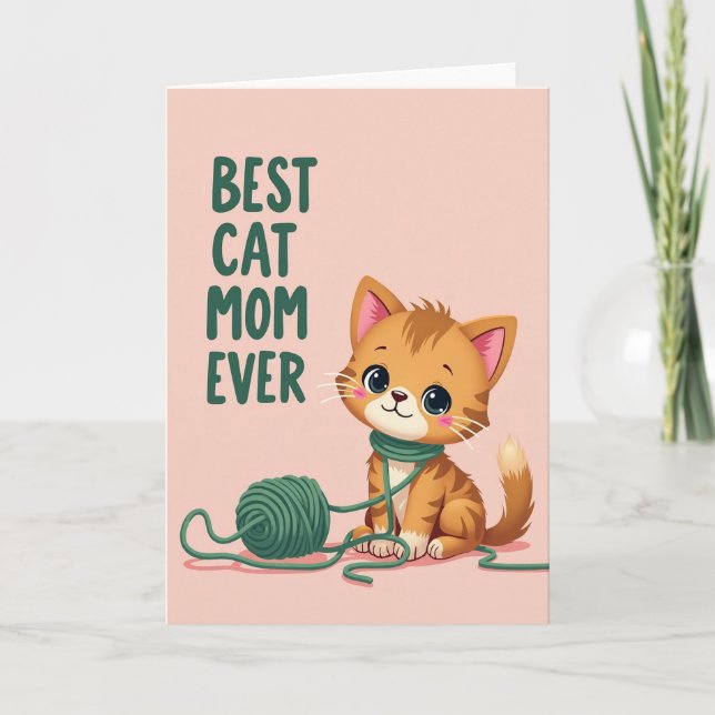 Maman de chat adorable toujours carte (Devant)
