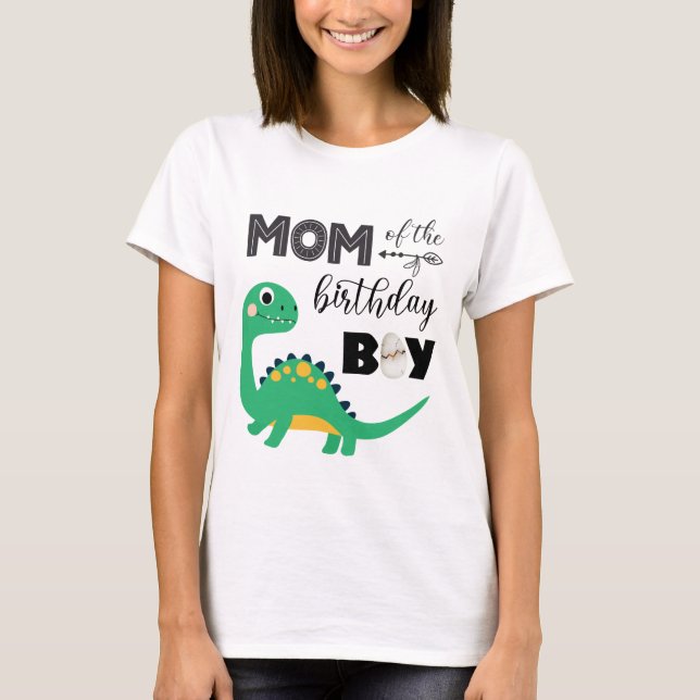 Maman de l'anniversaire garçon Dinosaur T-shirt (Devant)