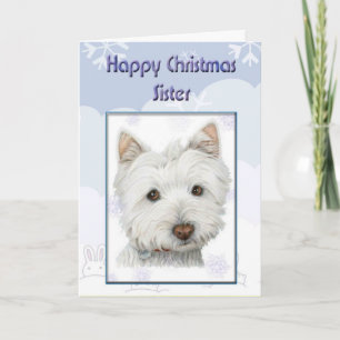 Maman de Noël, carte de soeur avec un chien mignon