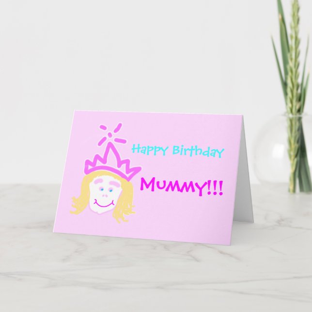 Maman de Princesse carte d'anniversaire & vers (Devant)