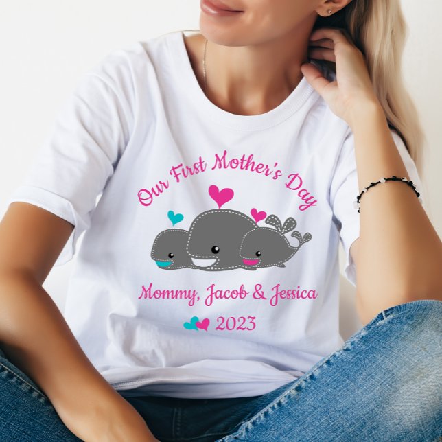 Maman de Twins, garçon & fille, T-shirt de la Fête (Créateur téléchargé)
