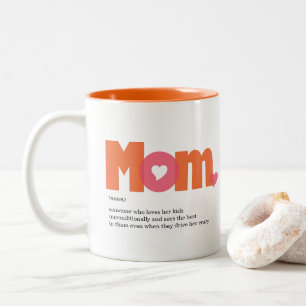 Maman Définition Mug à café à deux tons orange/ros