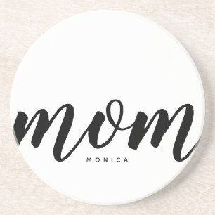 Maman Dessous de verre en grès noir et blanc minim