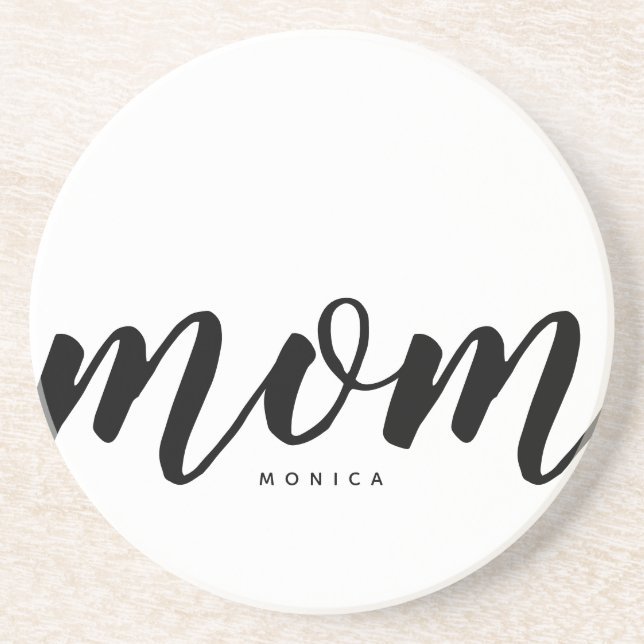 Maman Dessous de verre en grès noir et blanc minim (Devant)