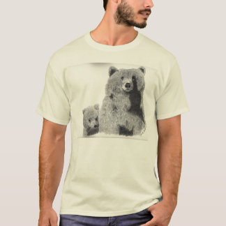 Maman d'ours gris et T-shirt de petit animal