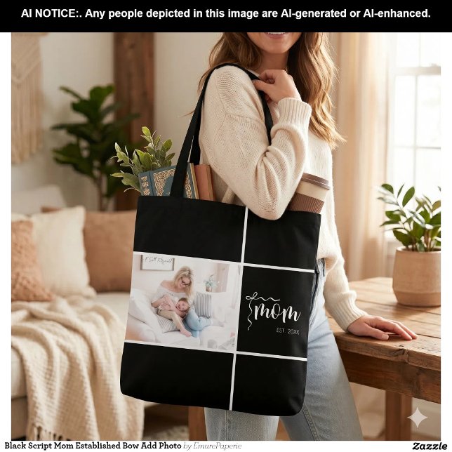 Maman écriture noire Sac à main établi Ajouter une (Créateur téléchargé)