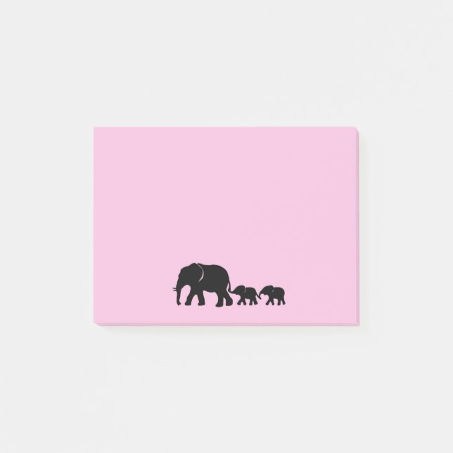 Maman Éléphant avec des Bébés Post-it (Devant)