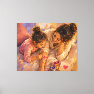 Maman Enfant Peinture Amour Toile Art Mural