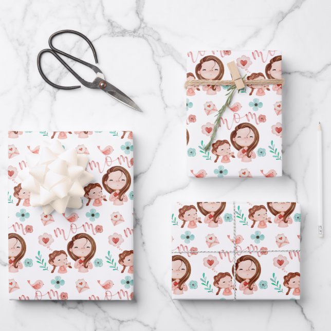 Maman Envelopper le papier feuille plat ensemble d (Recto)