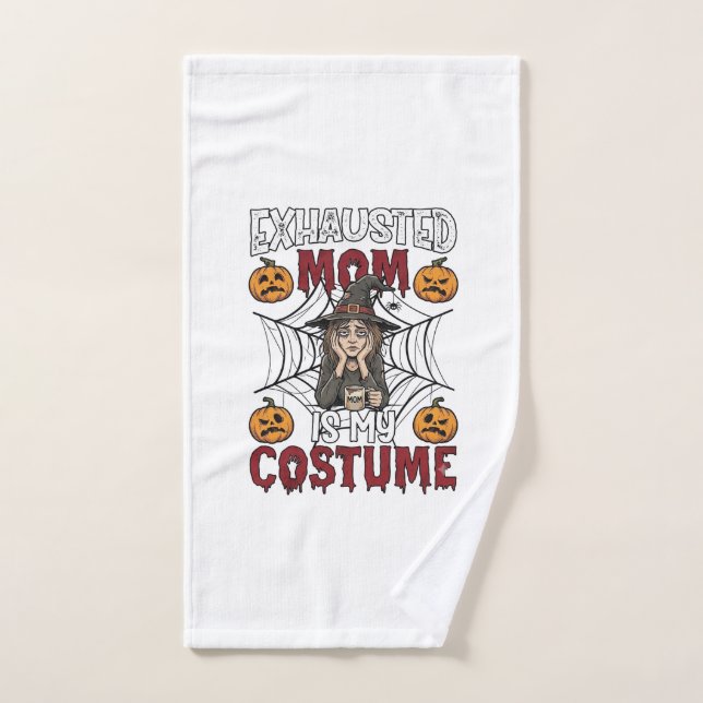Maman Épuisée Est Costume Sorcière Halloween Café  (Serviette à main)