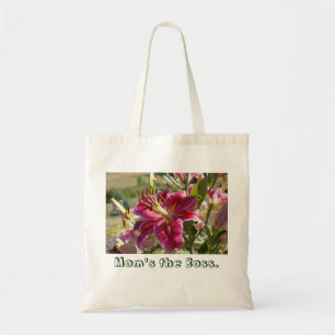 Maman est le Boss Sacs fourre-tout Pink Lily Flowe
