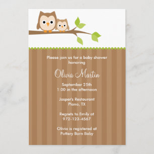 Maman et Baby Owl Baby Shower Invitations