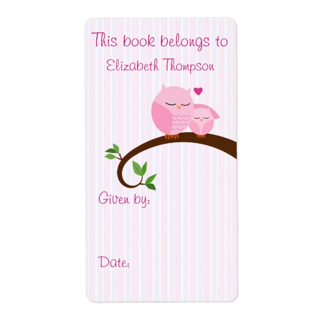Maman et Baby Owl Étiquette du livre (Devant)