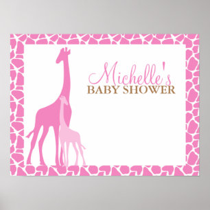 Maman et bébé Giraffe Baby shower Affiche de bienv