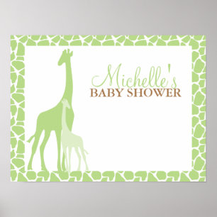 Maman et bébé Giraffe Baby shower Affiche de bienv