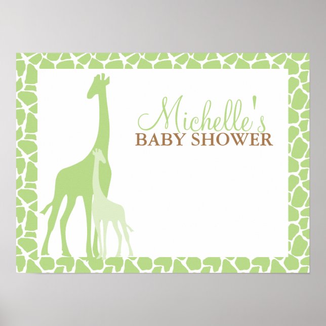 Maman et bébé Giraffe Baby shower Affiche de bienv (Devant)