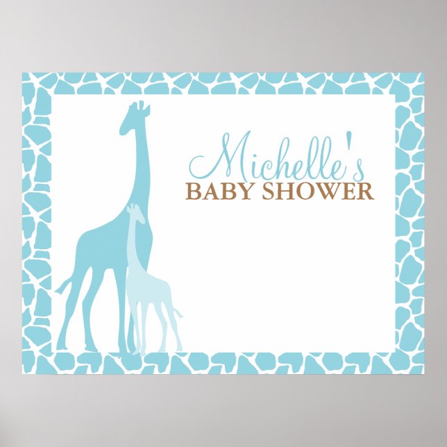 Maman et bébé Giraffe Baby shower Affiche de bienv (Devant)
