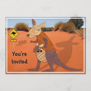 Maman et bébé Kangourou dans le Invitation de l'ar