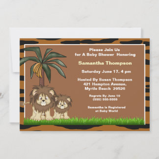 Maman et bébé Lion Baby Shower Invitations