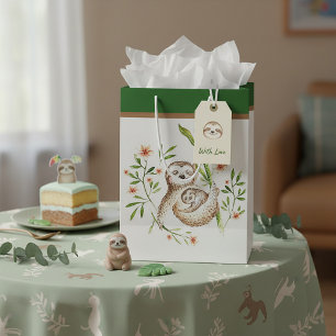 Maman et bébé paresseux sac cadeau moyen