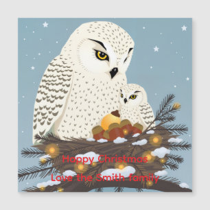 Maman et jeune hibou prêts pour Noël