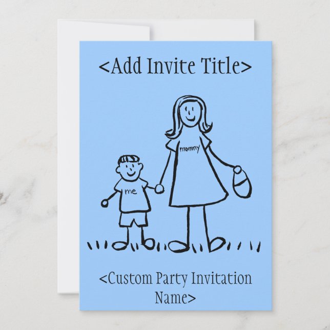 "Maman et moi" Invitation de garçon ou Invitations (Devant)