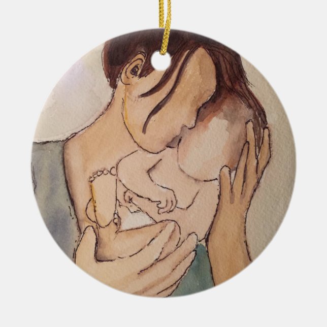 Maman et moi ornement d'aquarelle (Devant)