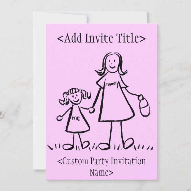 "Maman et moi" Petite fille Invitation ou Invitati (Devant)
