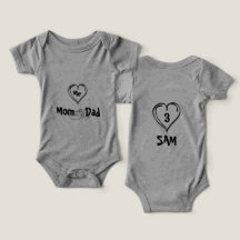 Maman et Papa chéris Cœur - Suite bébé avec nom pe