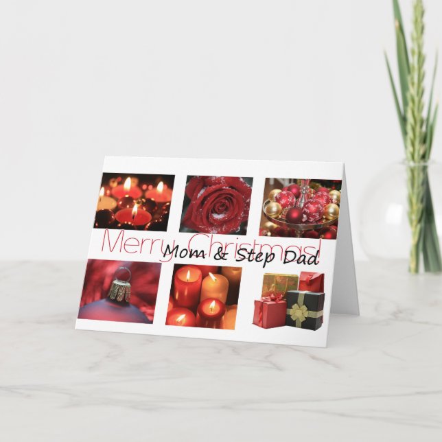 Maman et Step Papa Joyeuse carte de Noël (Devant)