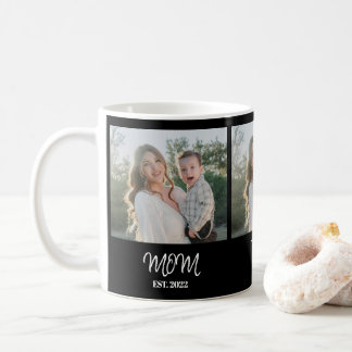 Maman établie, écriture blanche, mug photo café