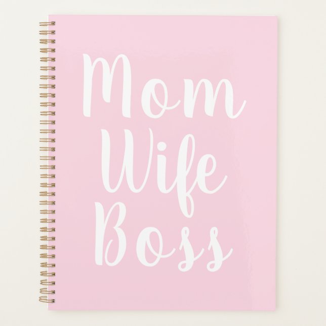 Maman femme patron clair rose script personnalisé  (Devant)