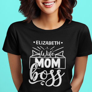 Maman femme patron nom personnalisé T-shirt