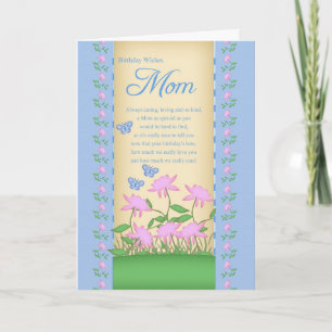 maman fleurs de carte d'anniversaire et papillons