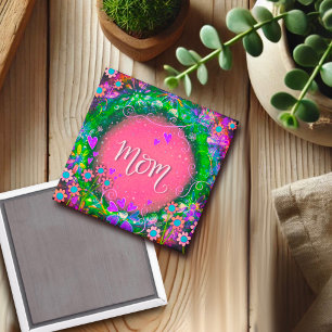 Maman Floral rose Joli aimant d'inspirété