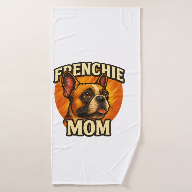 Maman Frenchie Portrait de Bouledogue Français Ado (Serviette de bain)