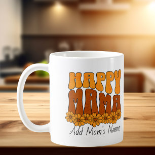 Maman Heureuse Mignonne Mug Café Or & Marrons