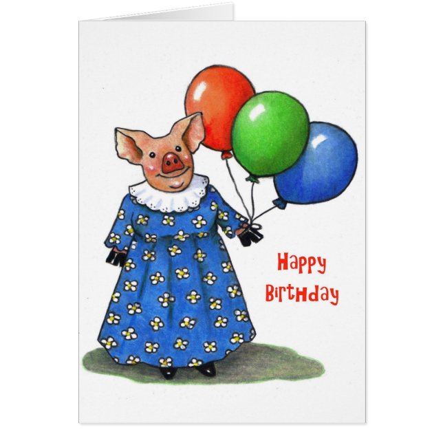 Maman heureuse Pig With Balloons : Crayon de (Devant)