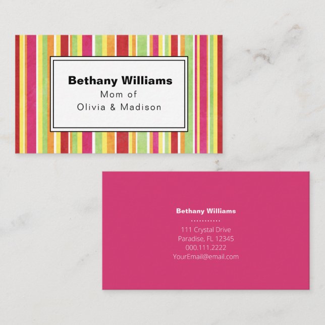 Maman Jouer Carte d'appel simple rose verte (Devant / Derrière)